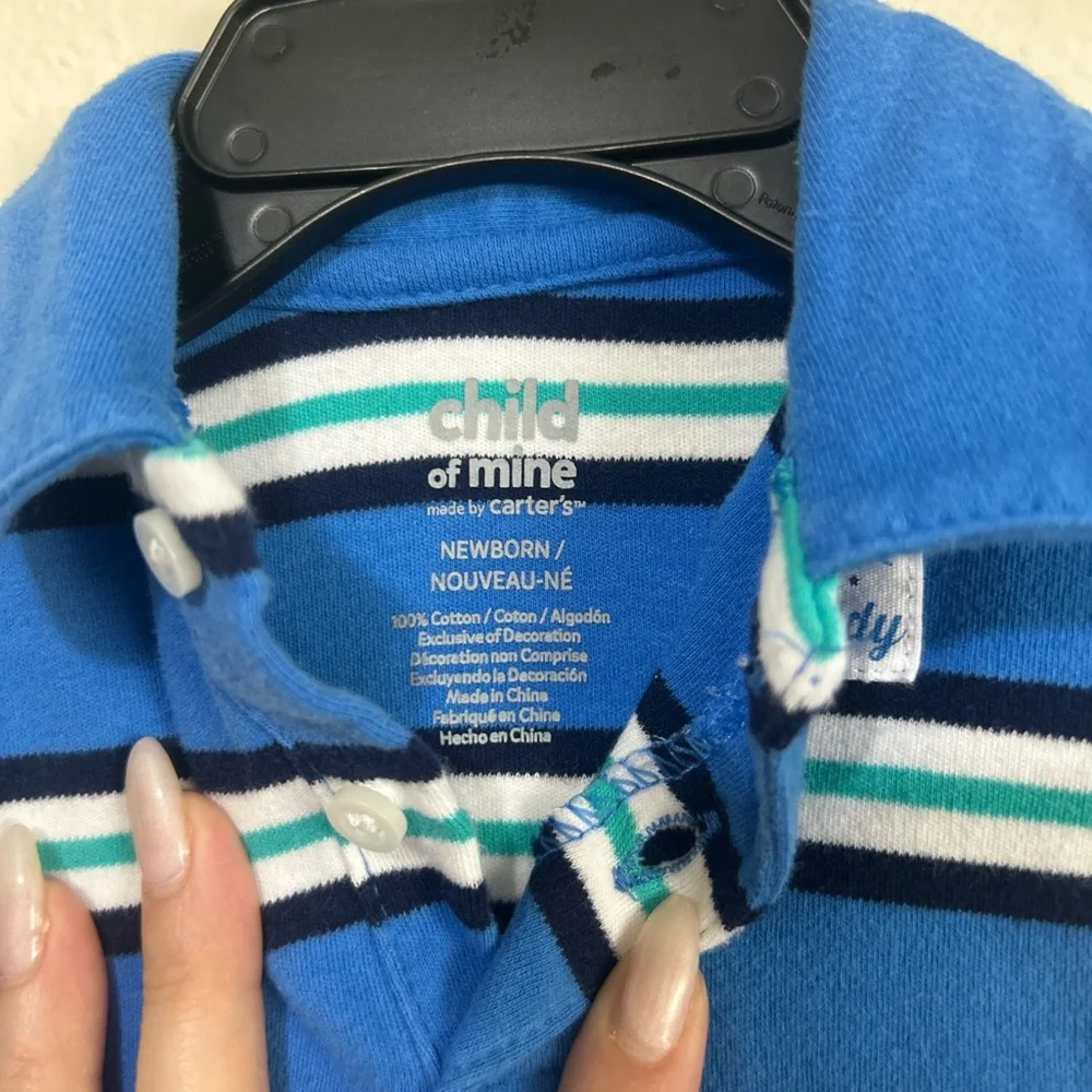 Carter's Blue and White Striped Bodysuit